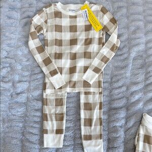Cozy Kids Pajamas in Cream and Brown Checkered Pattern